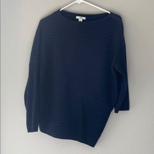 Lewit 100% Cashmere Asymmetrical Navy Sweater